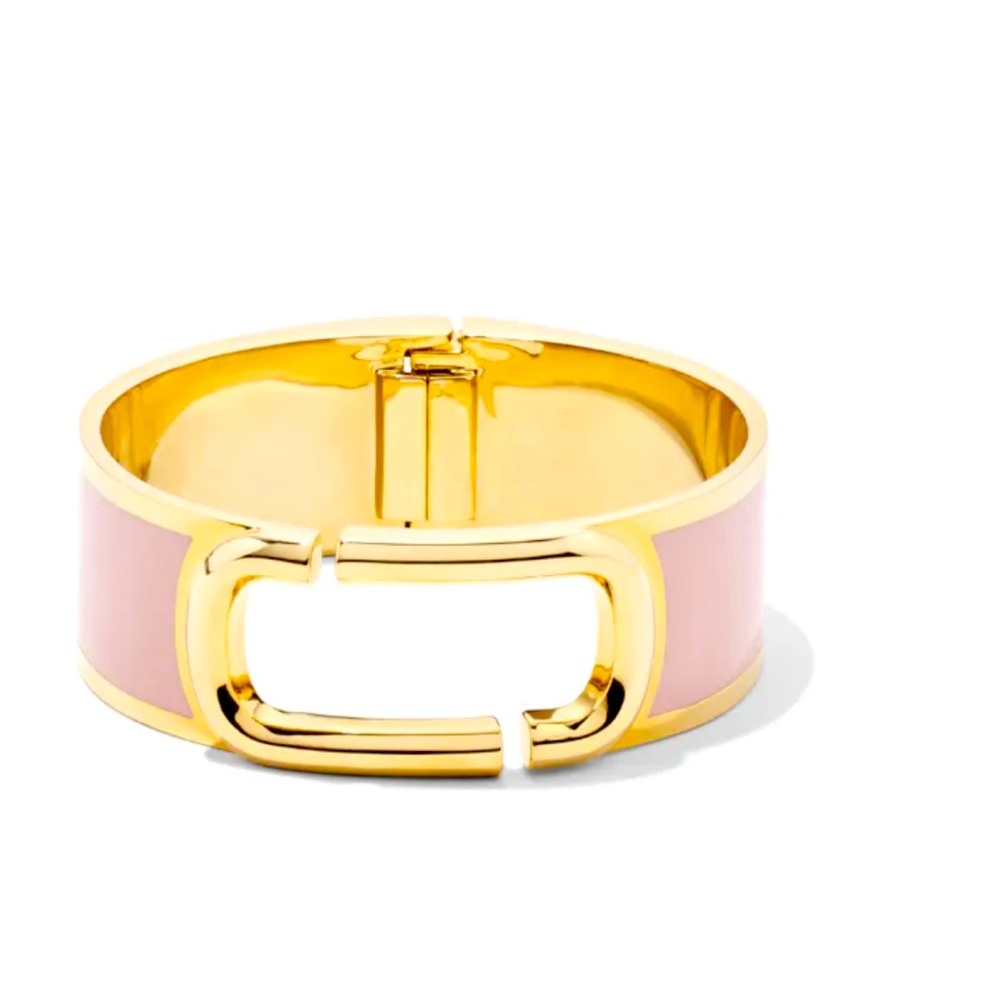 Marc Jacobs The J Marc Large Hinge Rose Enamel  Gold Metal Bangle With Dust Bag